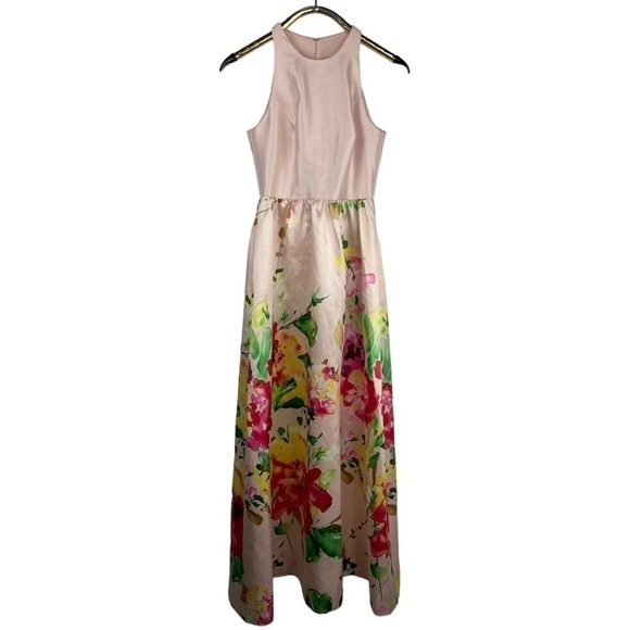 ALFRED SUNG BLUSH BOUQUET SLEEVELESS FLORAL SKIRT MAXI POCKETS BRIDESMAID DRESS - Picture 4 of 14